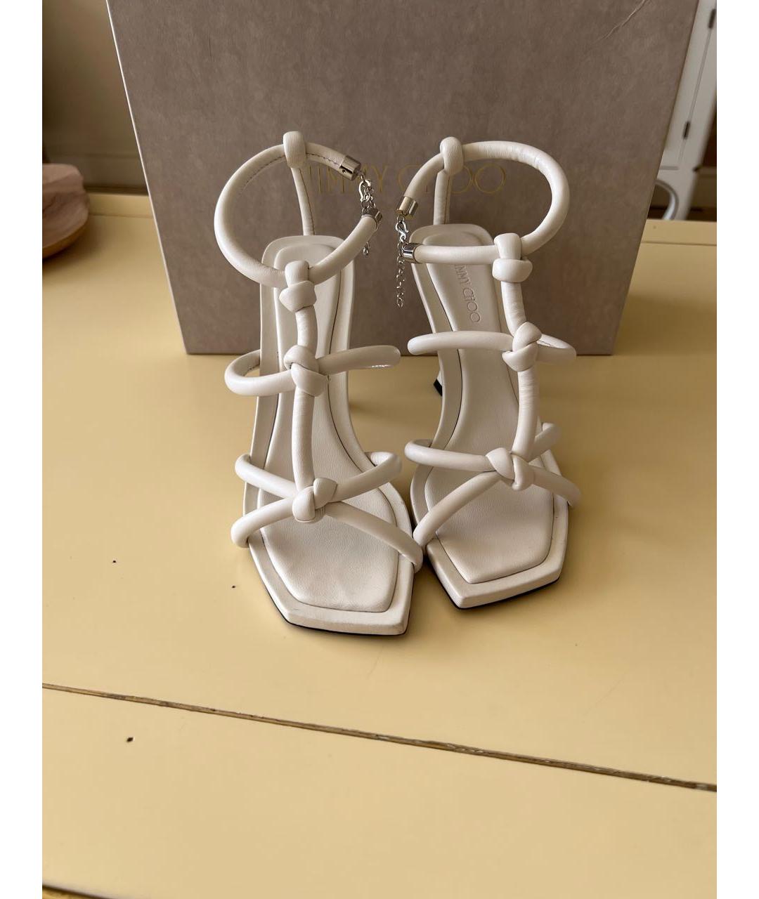 JIMMY CHOO Белые кожаные босоножки, фото 2