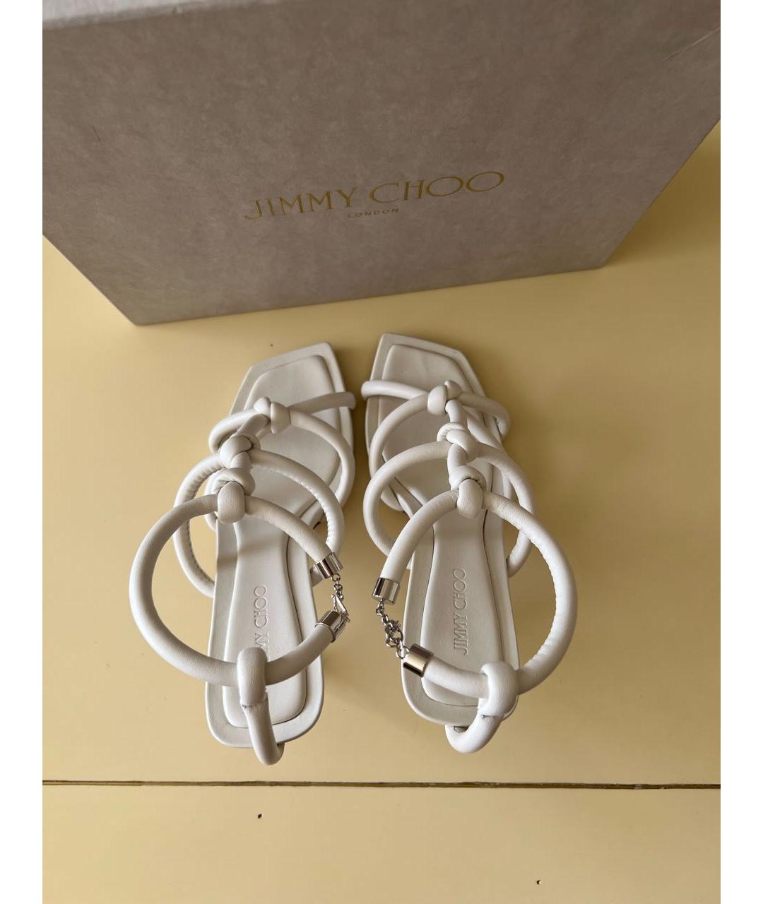 JIMMY CHOO Белые кожаные босоножки, фото 3