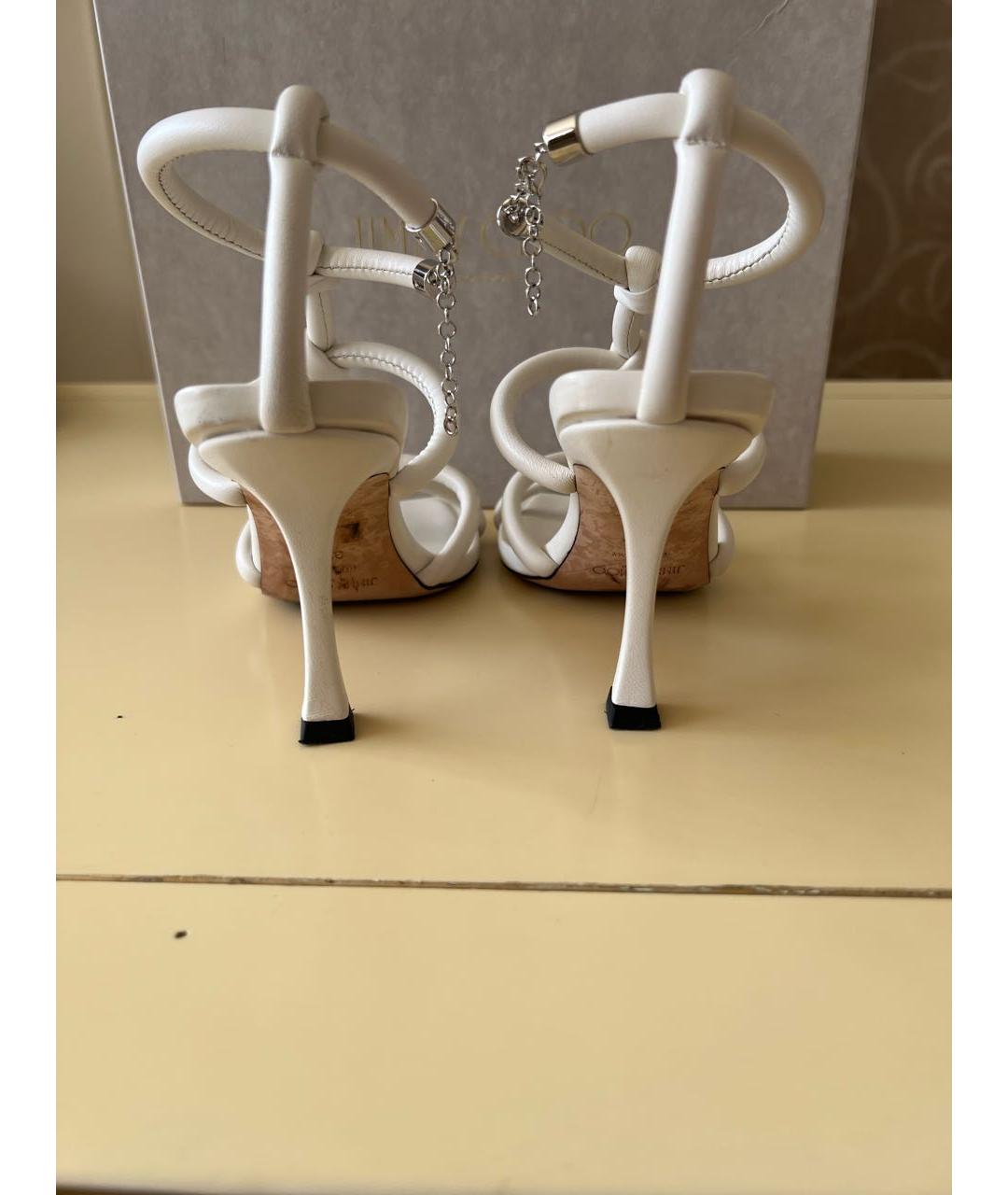 JIMMY CHOO Белые кожаные босоножки, фото 4