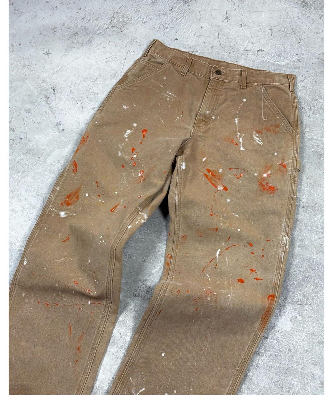 CARHARTT Бежевые хлопковые прямые джинсы, фото 3