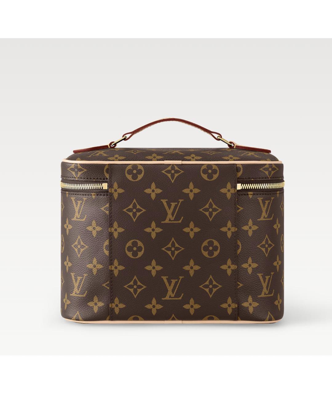LOUIS VUITTON Коричневая кожаная косметичка, фото 5