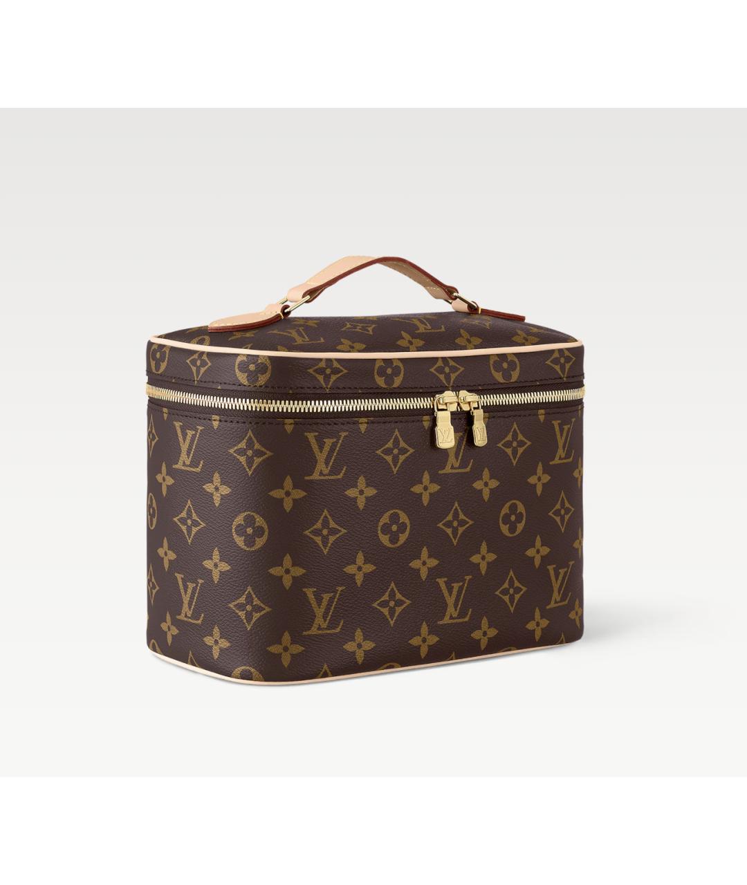 LOUIS VUITTON Коричневая кожаная косметичка, фото 3