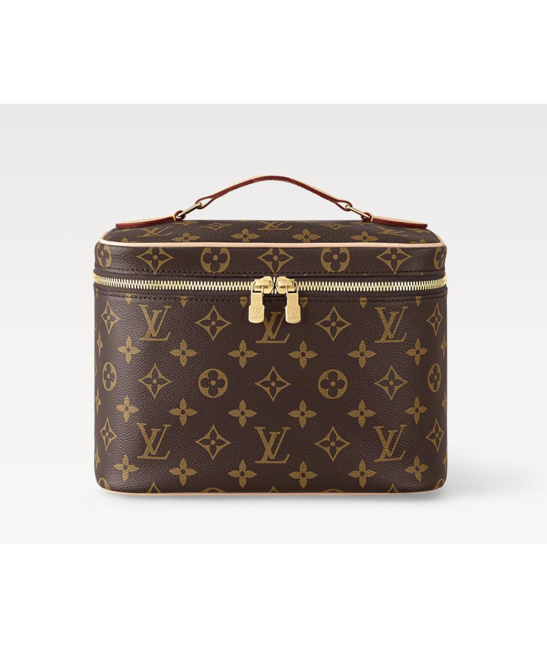 LOUIS VUITTON Коричневая кожаная косметичка, фото 6
