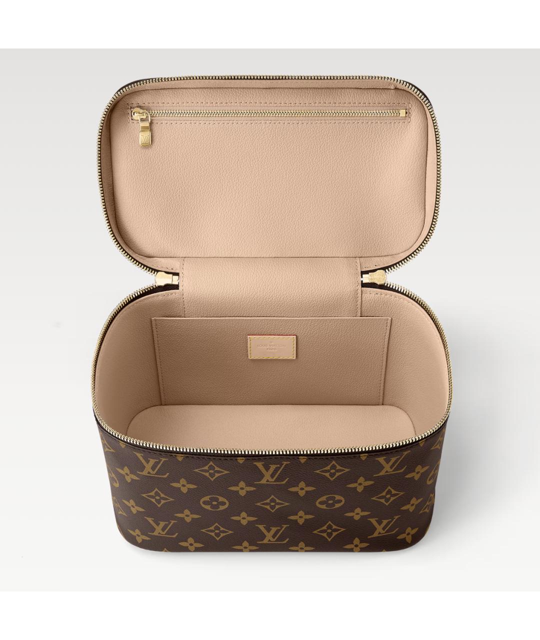 LOUIS VUITTON Коричневая кожаная косметичка, фото 4