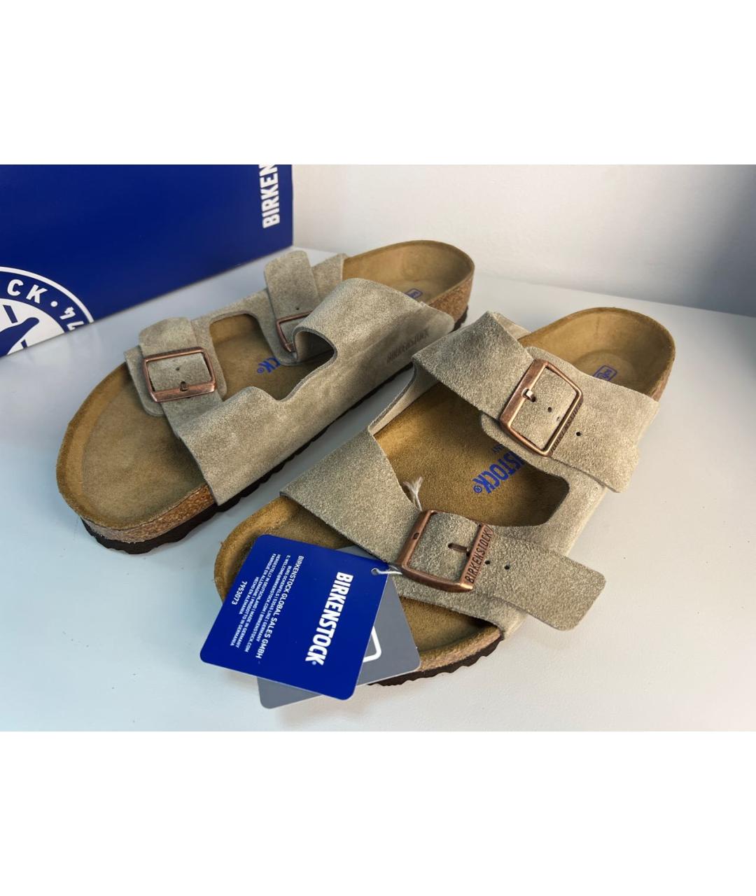 BIRKENSTOCK Бежевые замшевые сандалии, фото 4