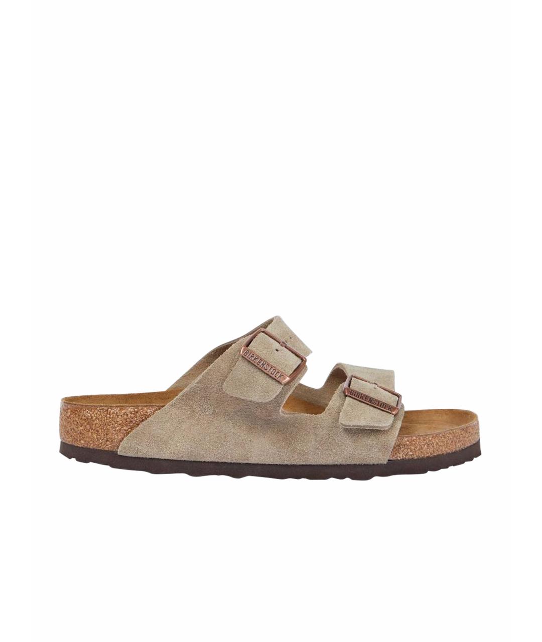 BIRKENSTOCK Бежевые замшевые сандалии, фото 1