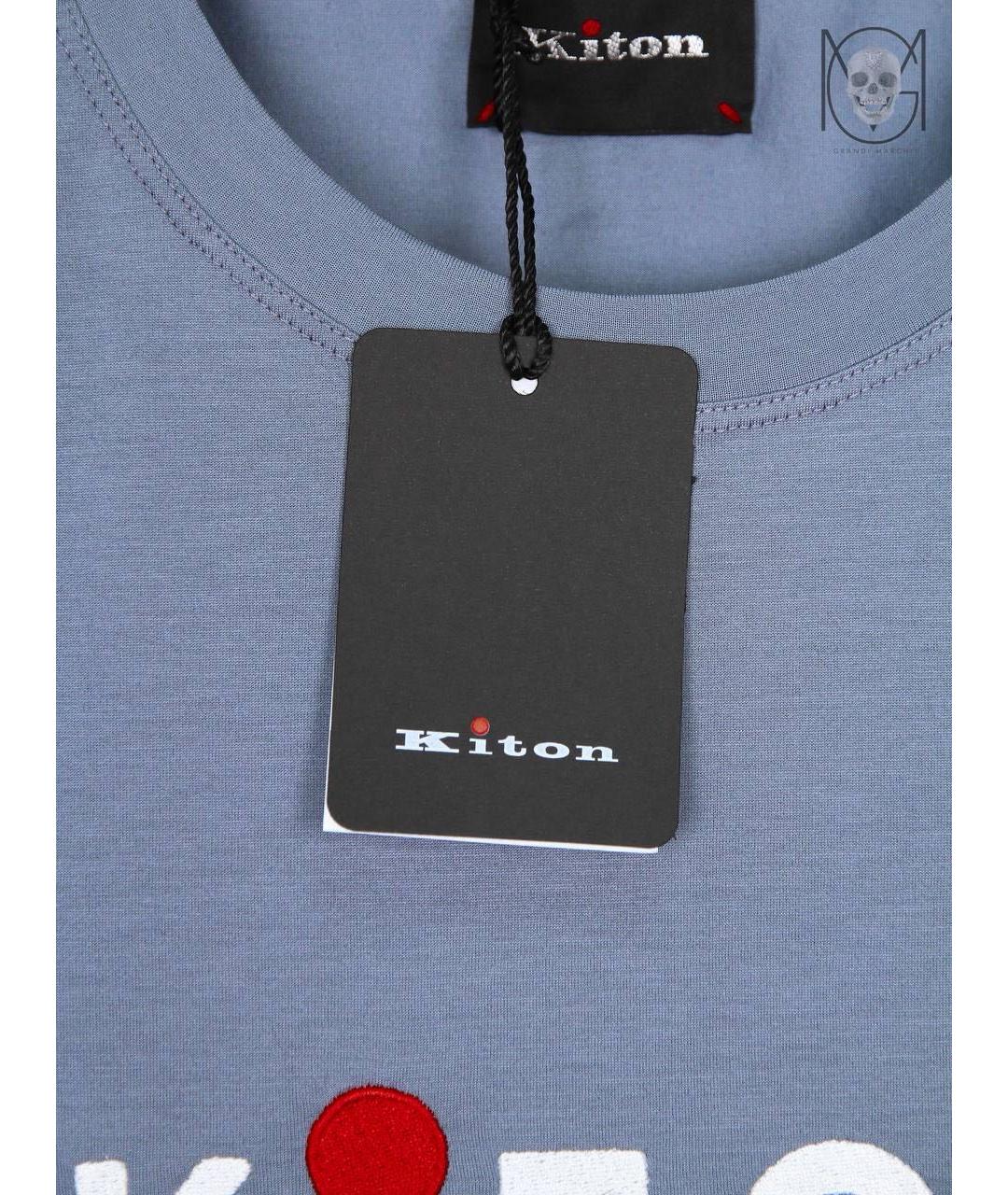 KITON Синяя хлопковая футболка, фото 3