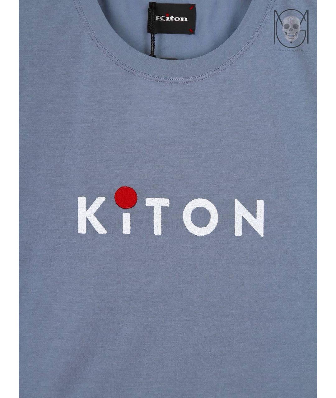 KITON Синяя хлопковая футболка, фото 7