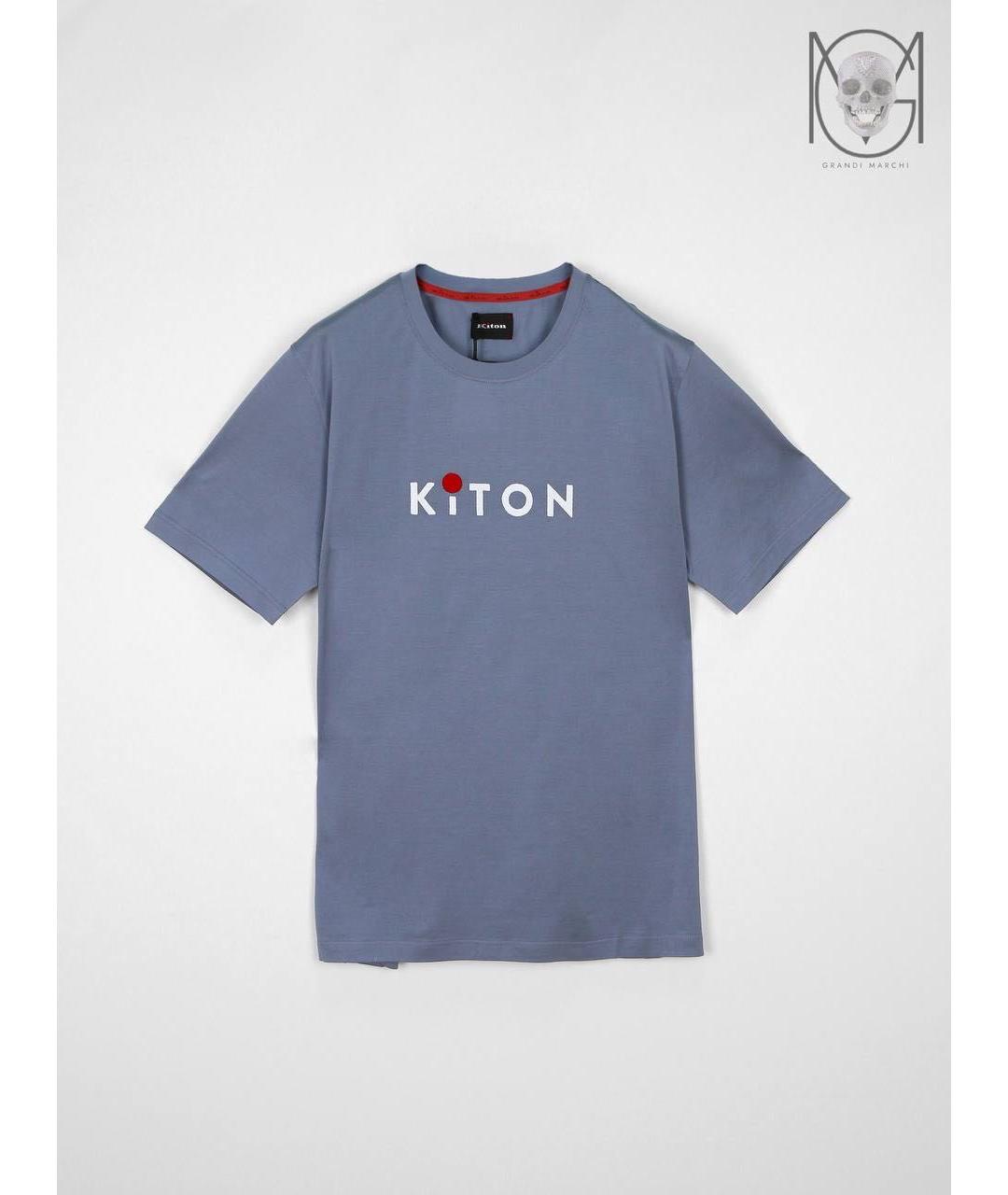 KITON Синяя хлопковая футболка, фото 8