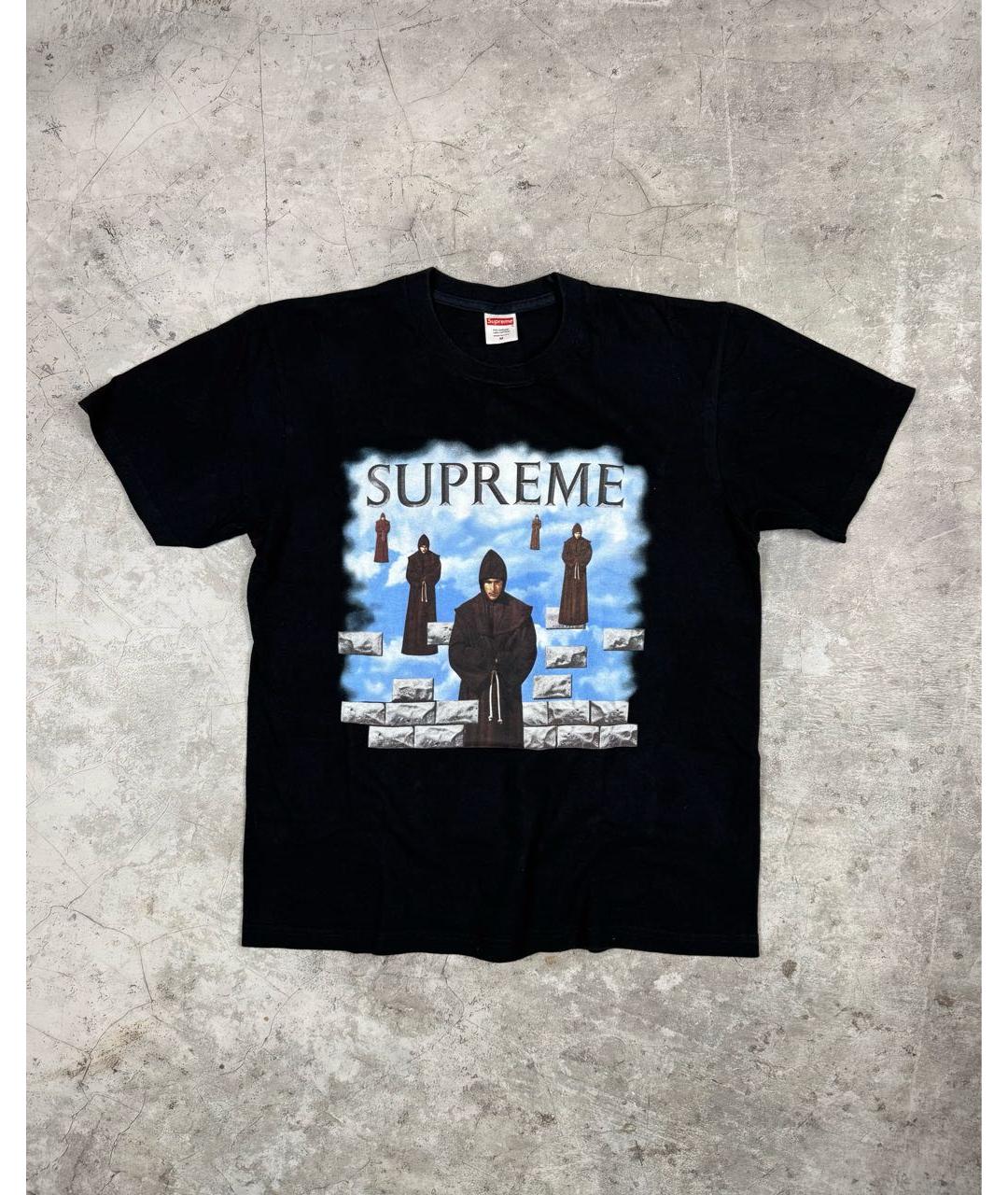 SUPREME Черная хлопковая футболка, фото 6