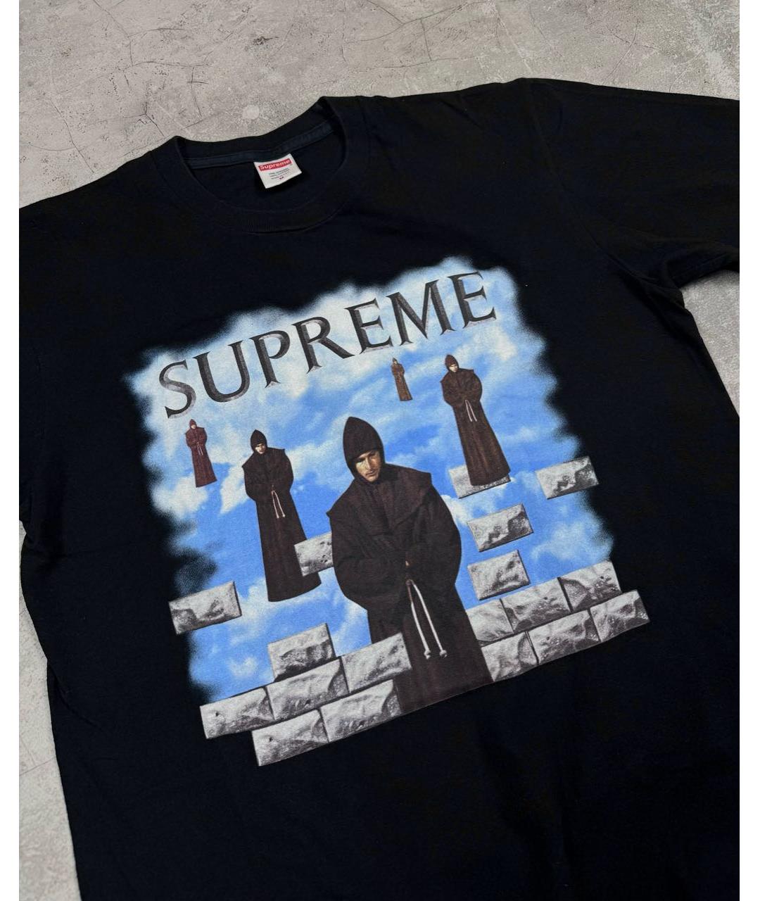 SUPREME Черная хлопковая футболка, фото 3