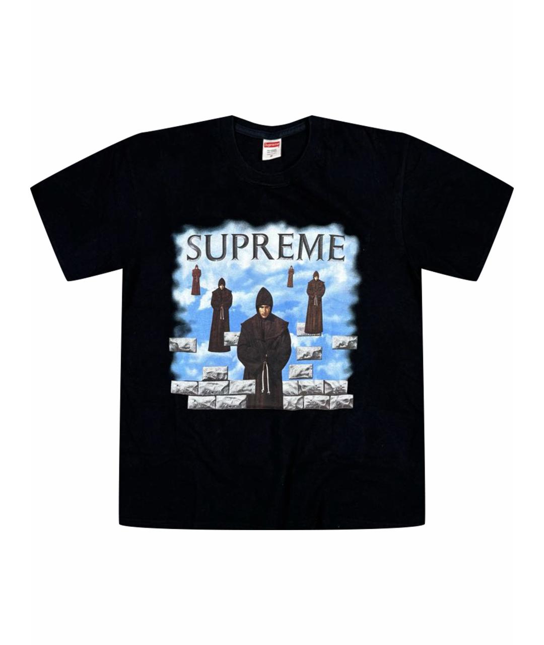 SUPREME Черная хлопковая футболка, фото 1