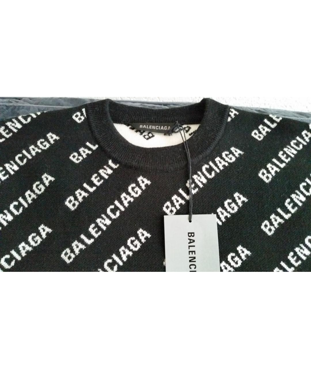 BALENCIAGA Черный шерстяной джемпер / свитер, фото 3