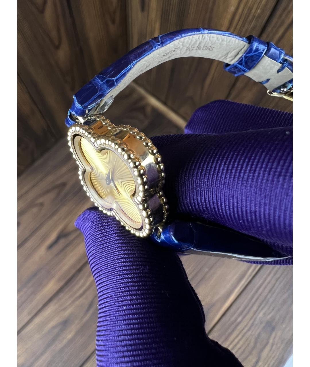 VAN CLEEF & ARPELS Темно-синие часы из желтого золота, фото 4