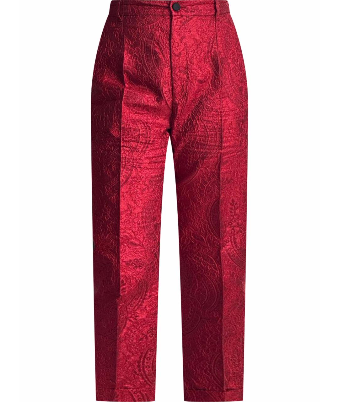 DOLCE&GABBANA Красные полиэстеровые прямые брюки, фото 1