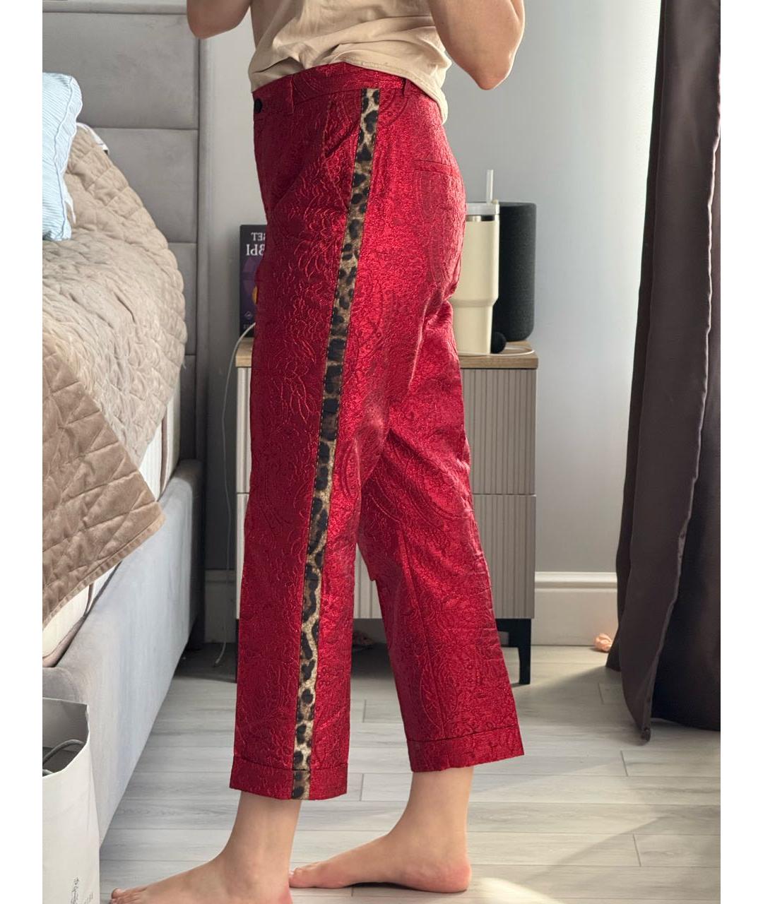 DOLCE&GABBANA Красные полиэстеровые прямые брюки, фото 2