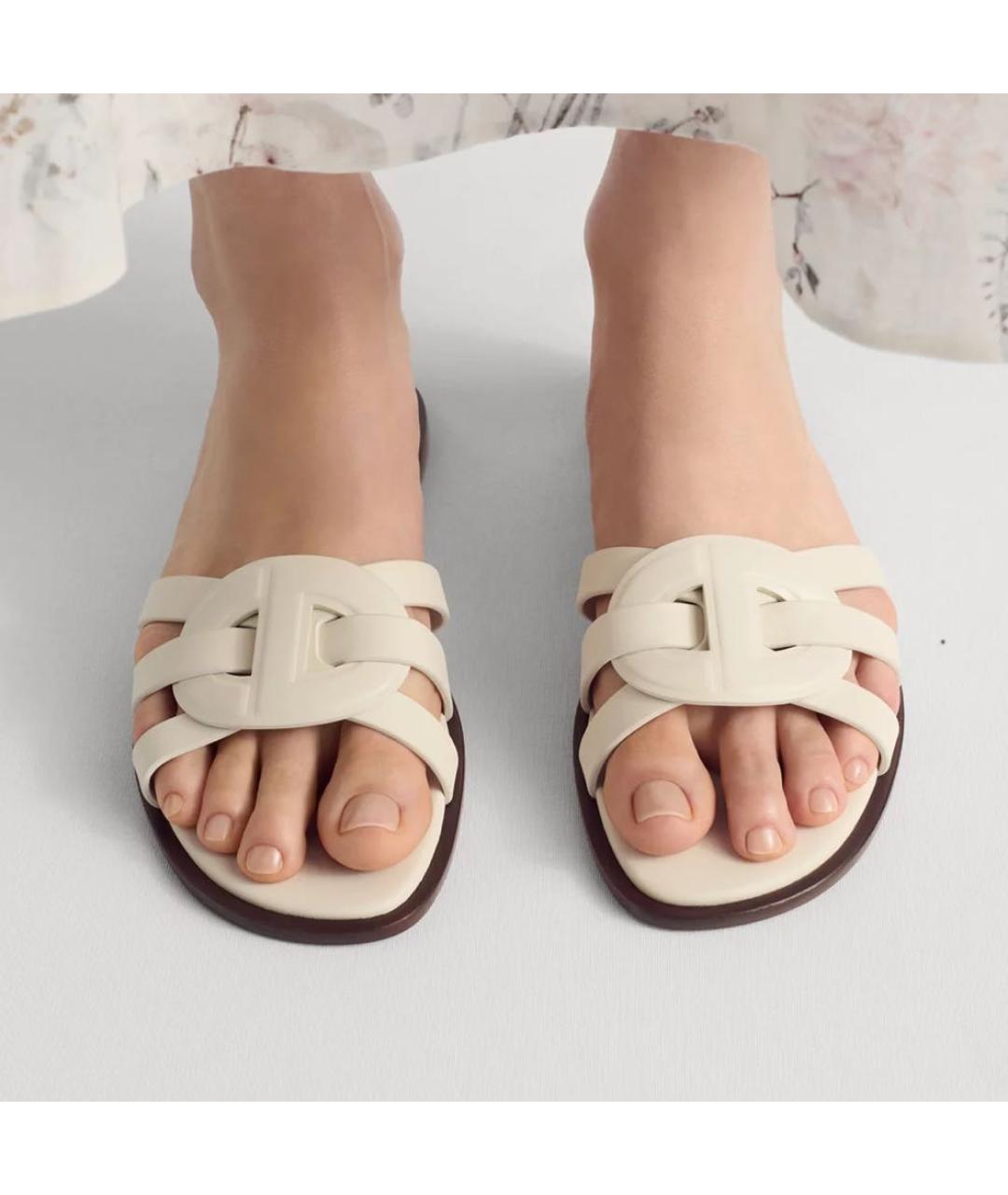 CHRISTIAN DIOR Белые кожаные мюли, фото 2