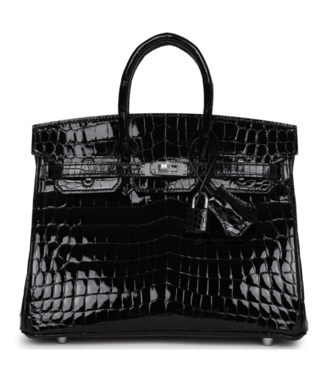 HERMES Черная сумка с короткими ручками из экзотической кожи, фото 2