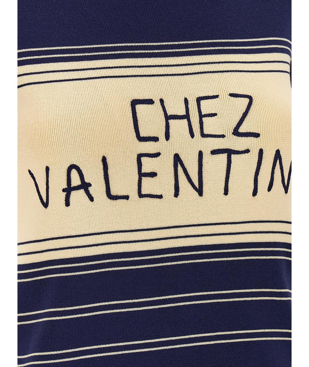 VALENTINO Темно-синяя хлопковая футболка, фото 4