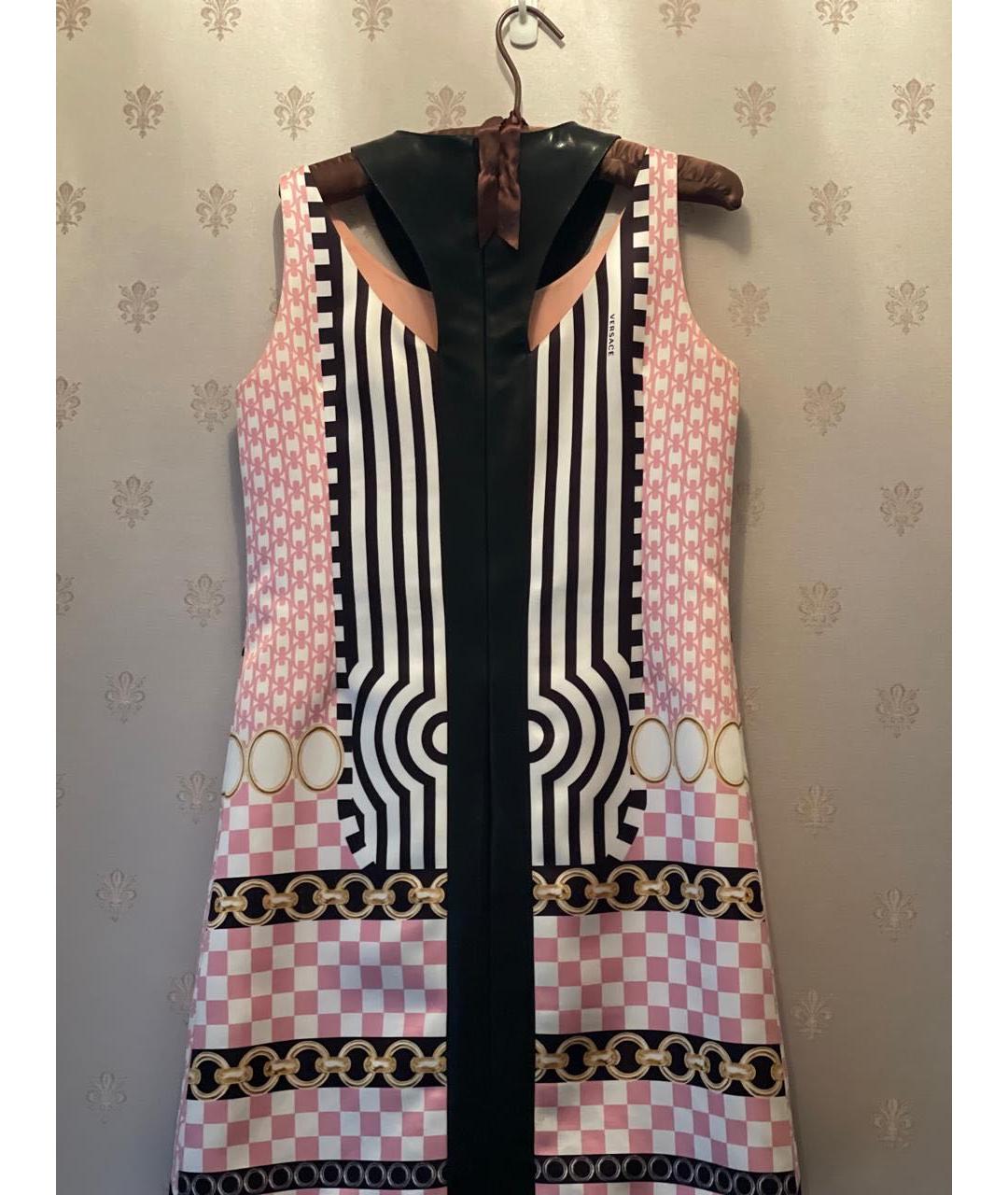 VERSACE Розовое атласное повседневное платье, фото 5
