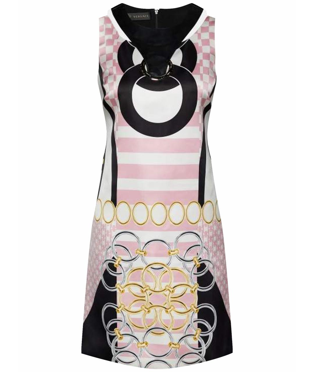 VERSACE Розовое атласное повседневное платье, фото 1