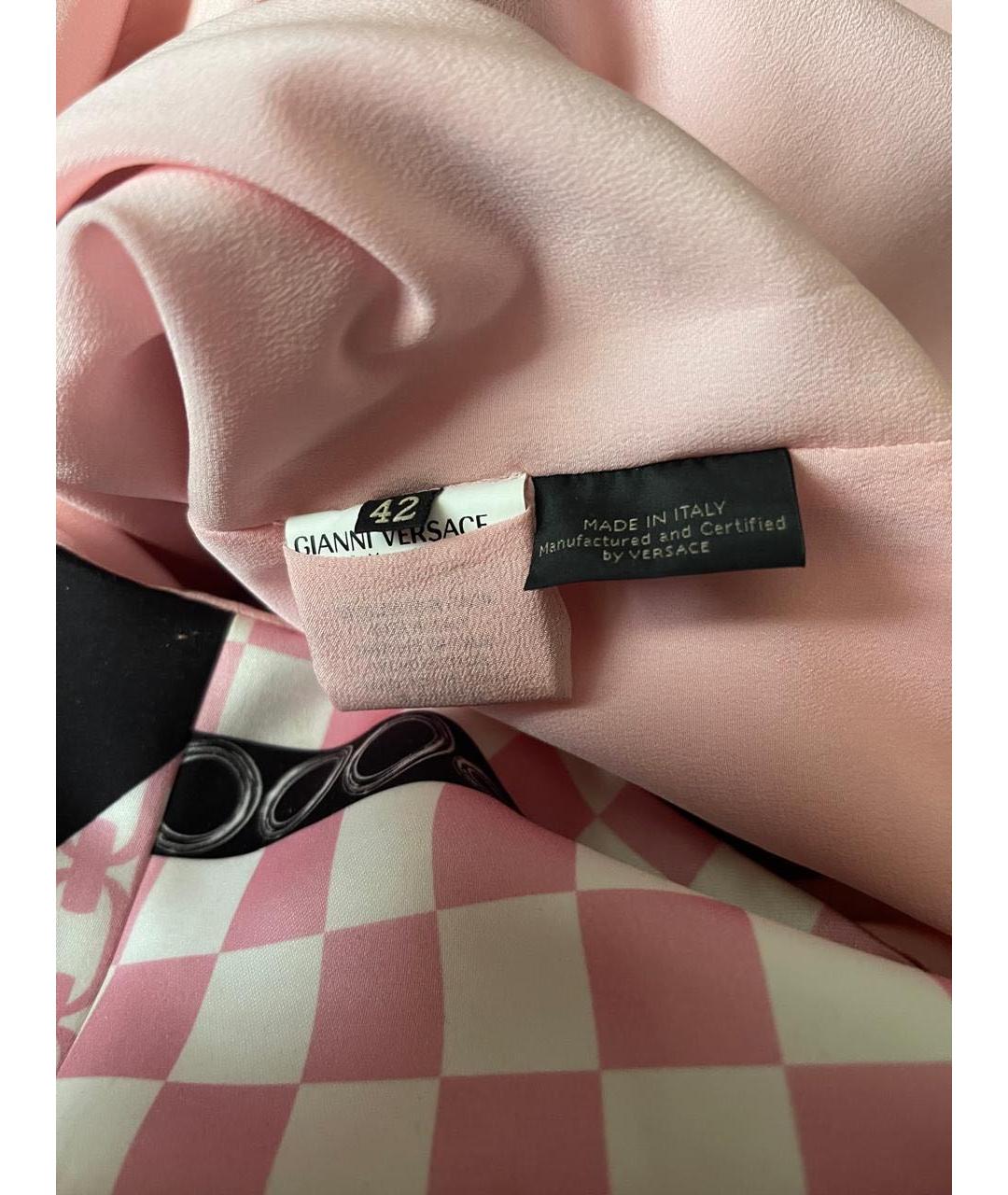VERSACE Розовое атласное повседневное платье, фото 4