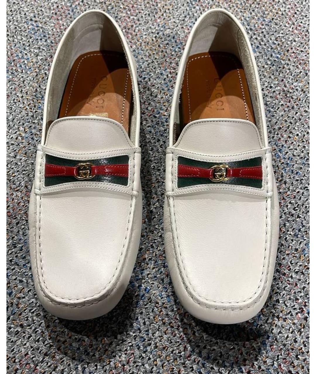GUCCI Белые кожаные мокасины, фото 2