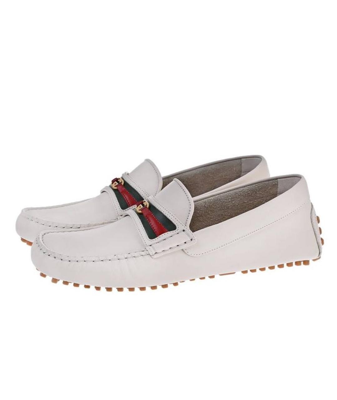 GUCCI Белые кожаные мокасины, фото 5