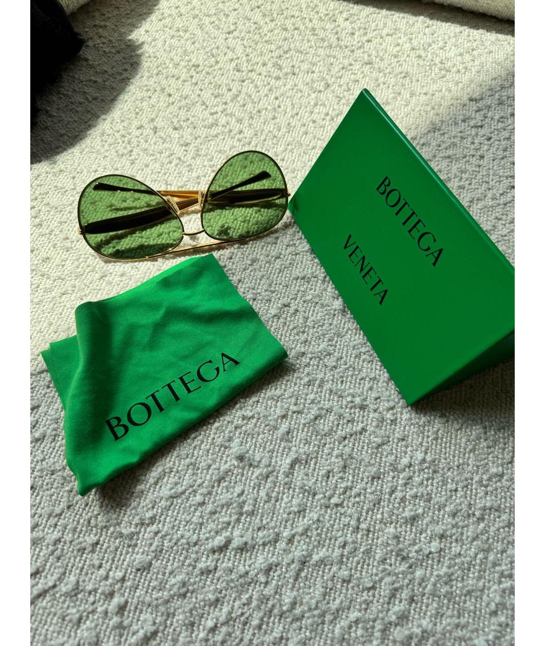 BOTTEGA VENETA Золотые металлические солнцезащитные очки, фото 6