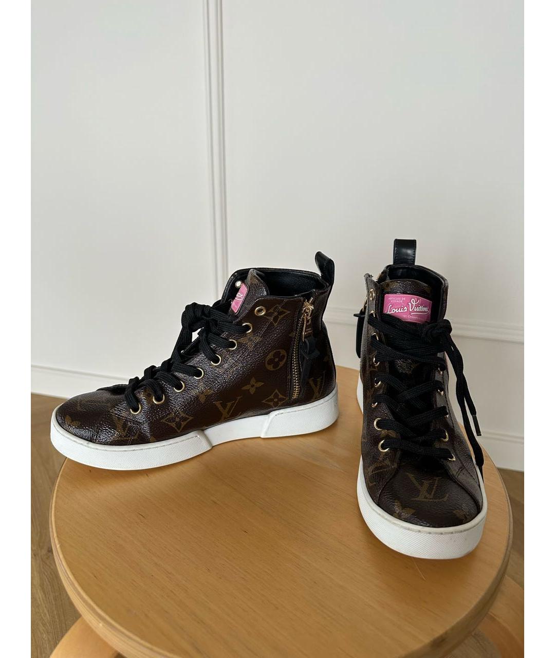 LOUIS VUITTON Коричневые кожаные кеды, фото 7