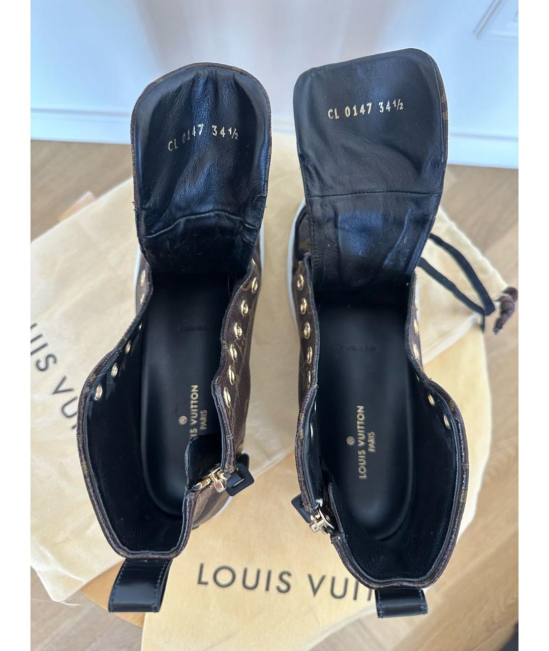 LOUIS VUITTON Коричневые кожаные кеды, фото 6