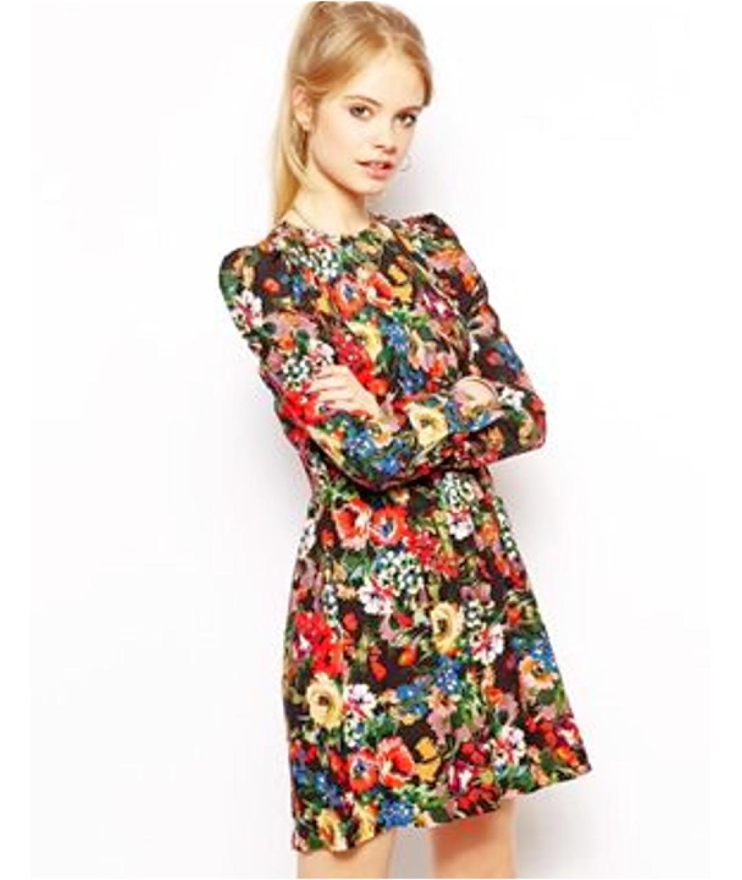LOVE MOSCHINO Мульти вискозное повседневное платье, фото 4