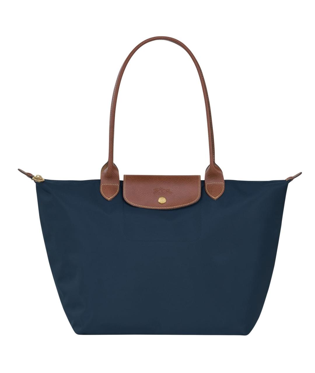 LONGCHAMP Темно-синяя кожаная сумка тоут, фото 1
