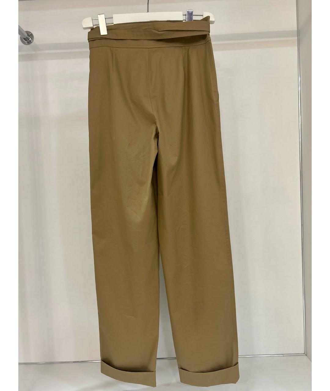 SAINT LAURENT Хаки хлопко-эластановые прямые брюки, фото 2