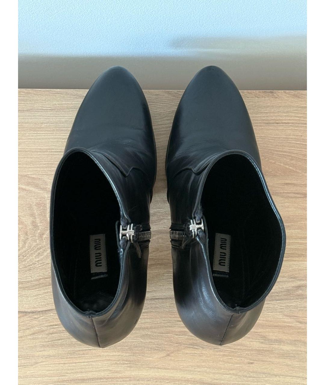 MIU MIU Черные кожаные ботильоны, фото 3