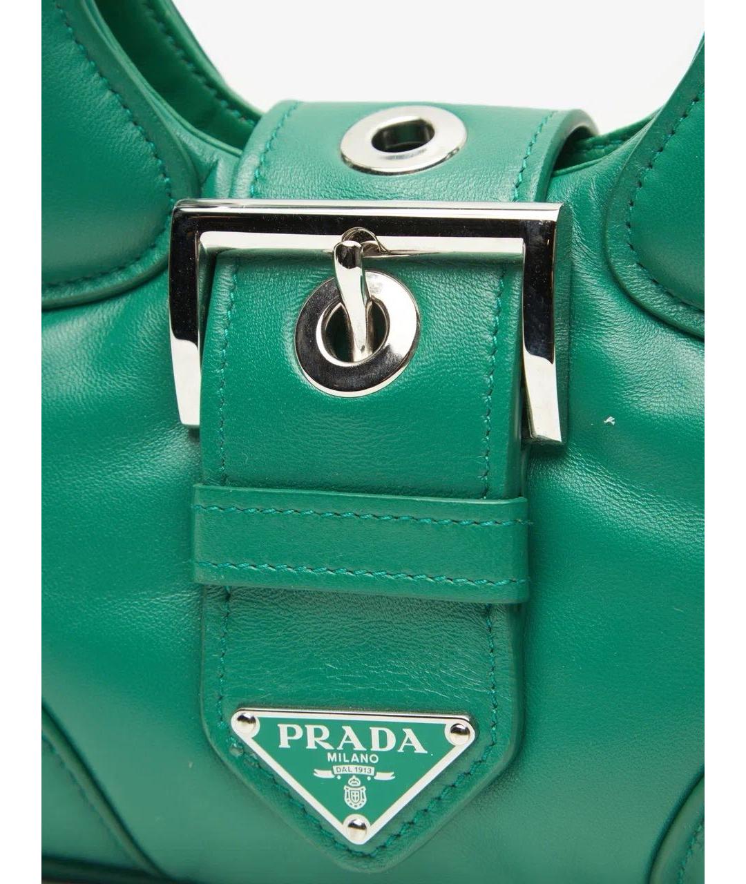 PRADA Зеленая кожаная сумка с короткими ручками, фото 4