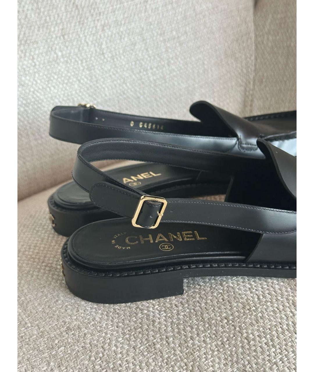 CHANEL Черные кожаные мюли, фото 3