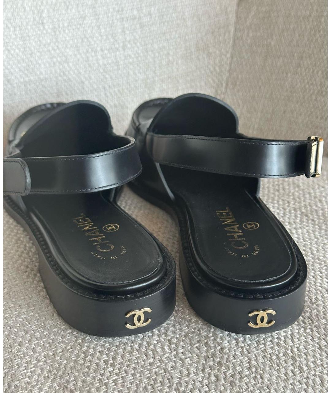 CHANEL Черные кожаные мюли, фото 4