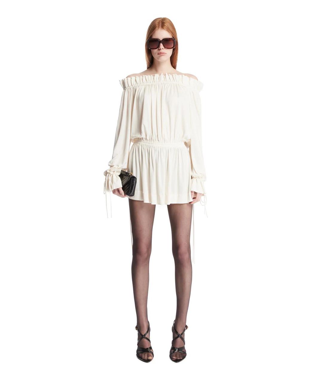 SAINT LAURENT Белое вискозное платье, фото 4
