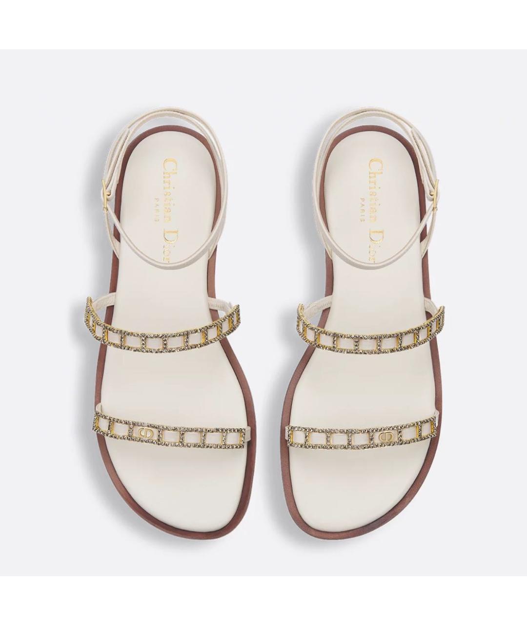 CHRISTIAN DIOR Белые кожаные сандалии, фото 3
