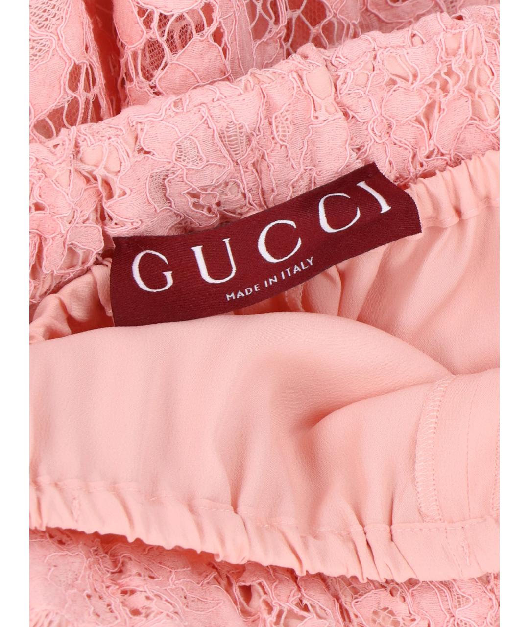 GUCCI Розовые вискозные прямые брюки, фото 5