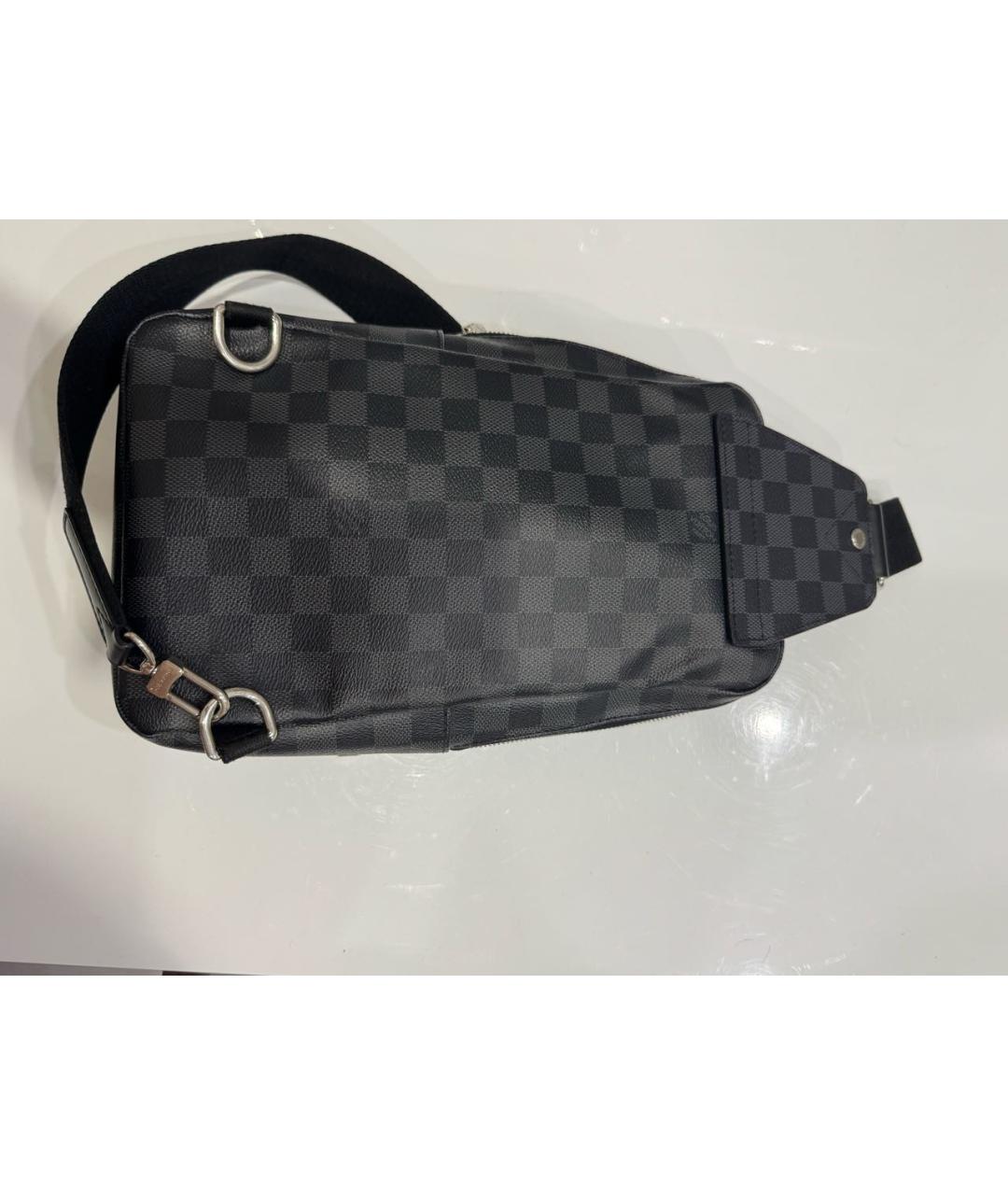 LOUIS VUITTON Антрацитовая кожаная сумка на плечо, фото 4