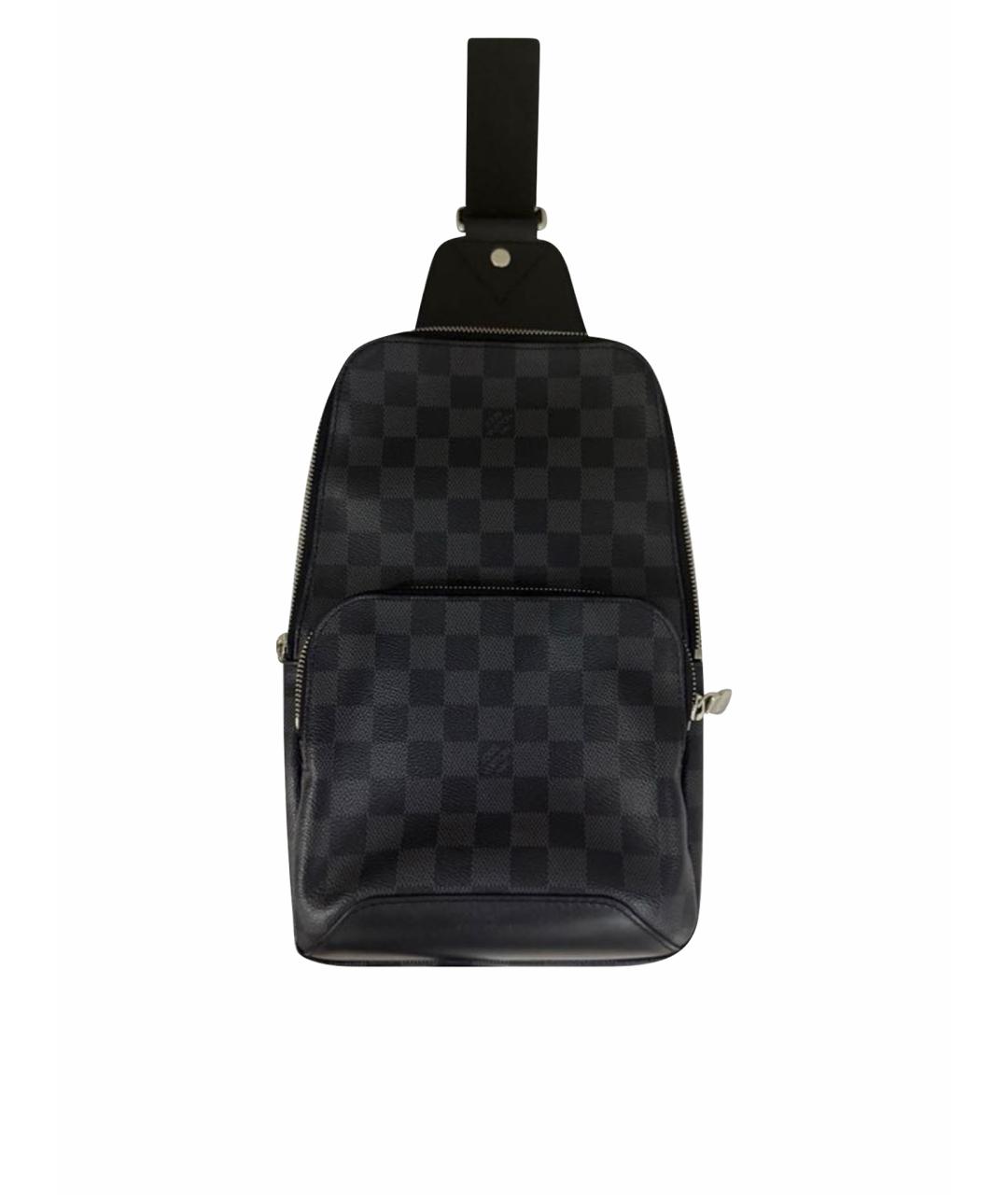LOUIS VUITTON Антрацитовая кожаная сумка на плечо, фото 1
