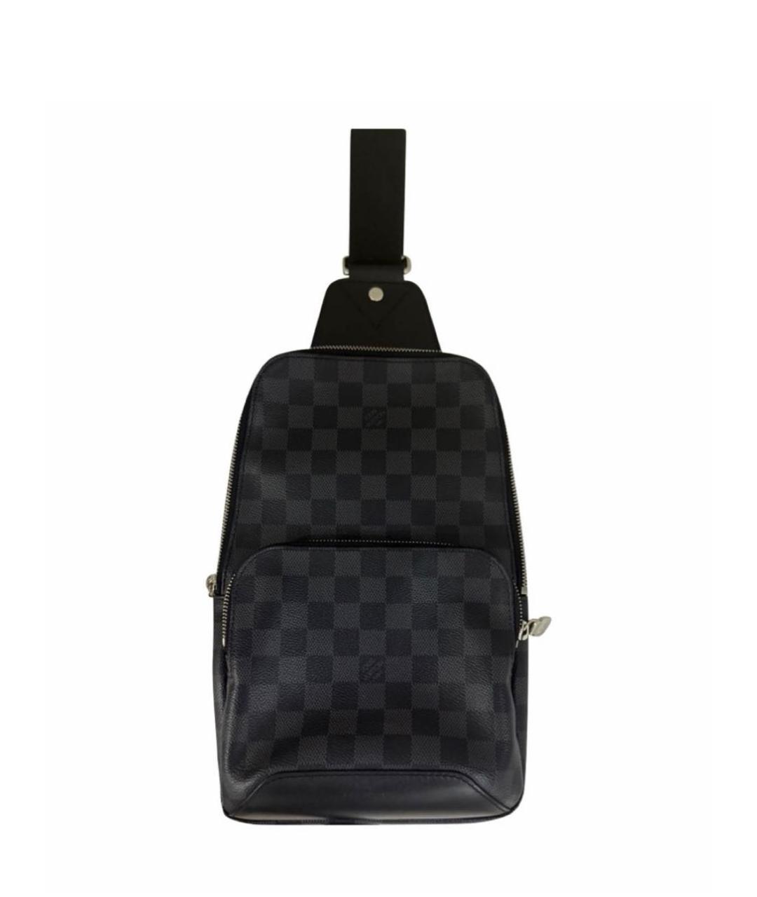 LOUIS VUITTON Антрацитовая кожаная сумка на плечо, фото 9