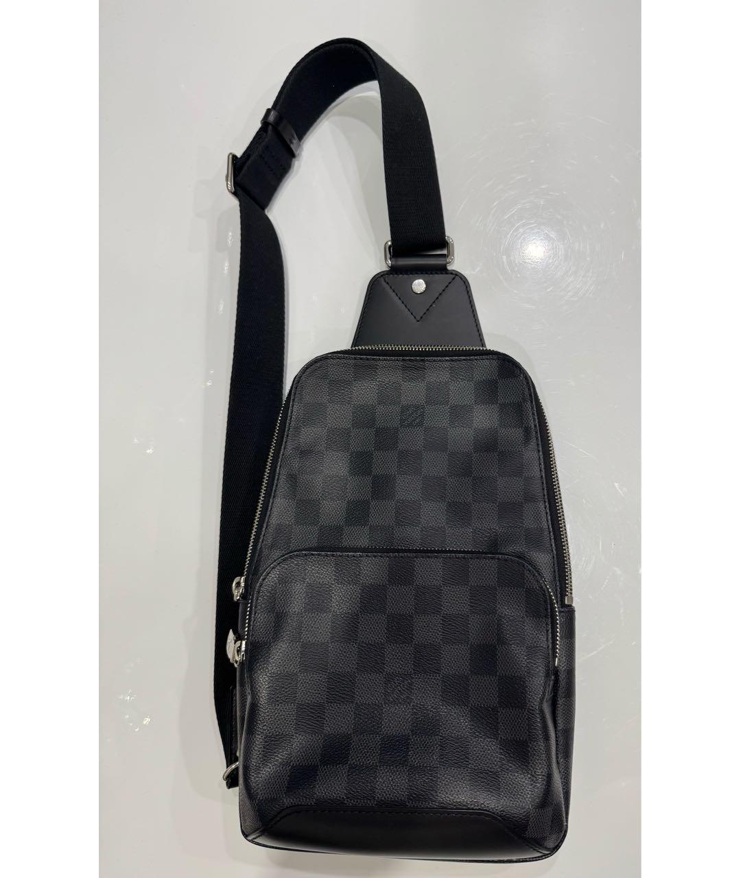 LOUIS VUITTON Антрацитовая кожаная сумка на плечо, фото 3
