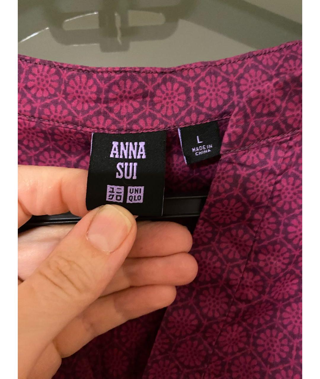 ANNA SUI Фиолетовое хлопковое повседневное платье, фото 3