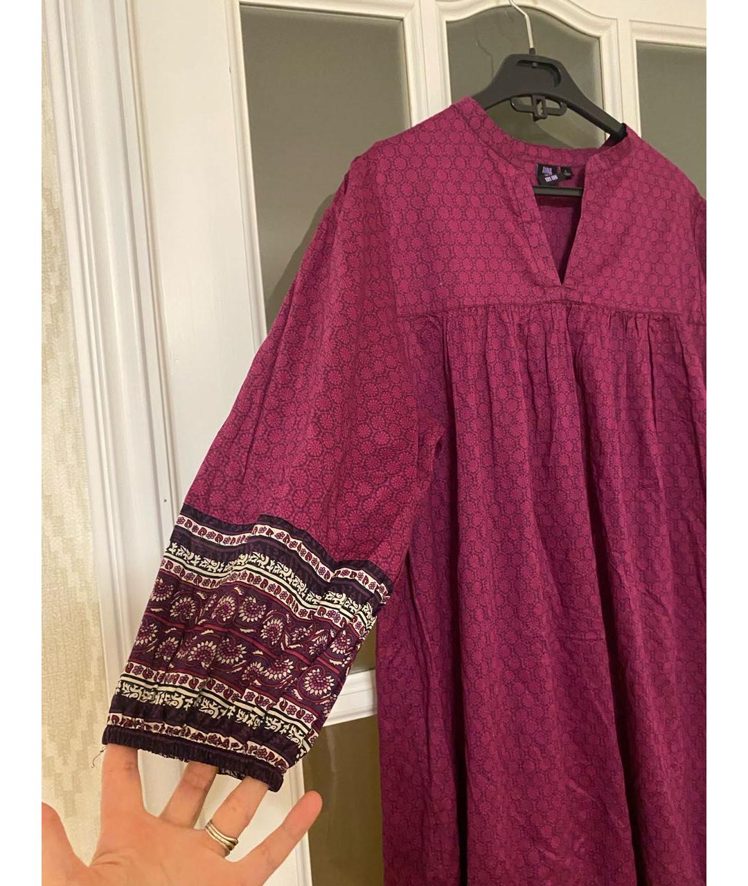 ANNA SUI Фиолетовое хлопковое повседневное платье, фото 2