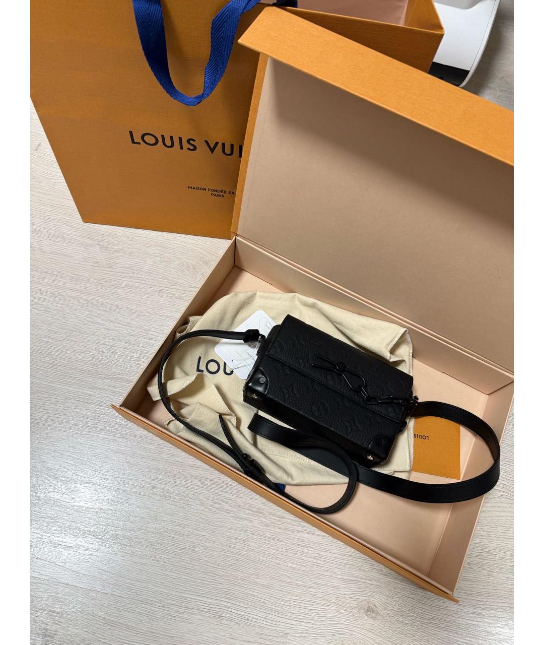 LOUIS VUITTON Черная кожаная сумка через плечо, фото 6