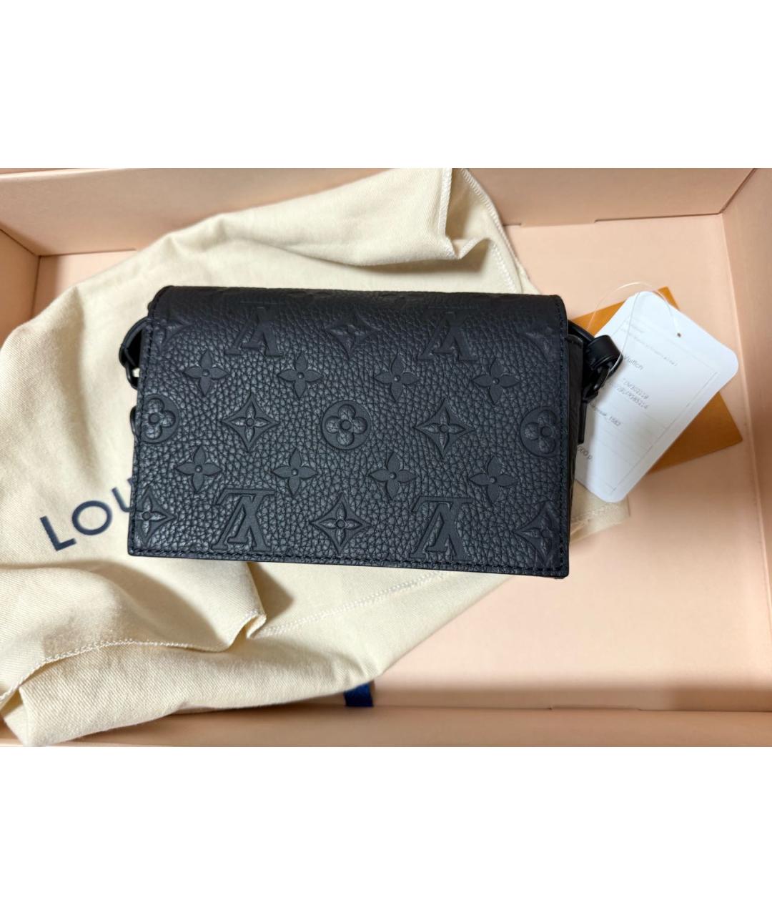LOUIS VUITTON Черная кожаная сумка через плечо, фото 3