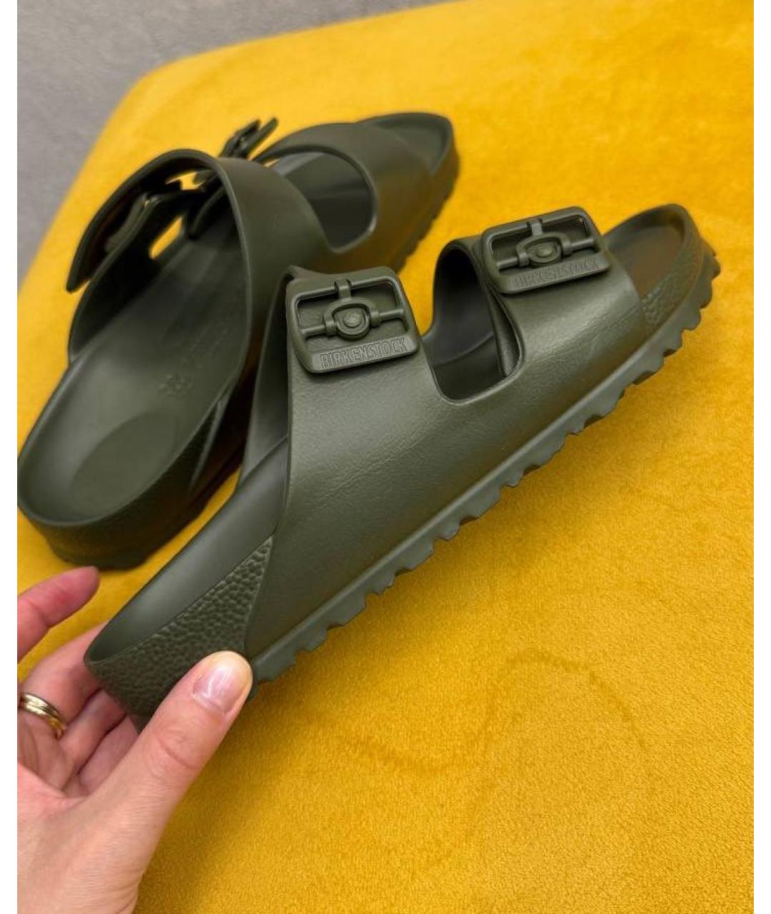 BIRKENSTOCK Хаки резиновые шлепанцы, фото 6